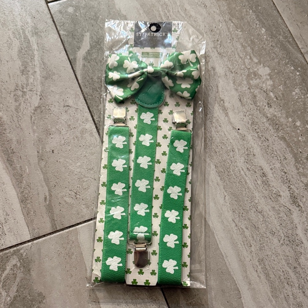 Green Shamrock Suspenders